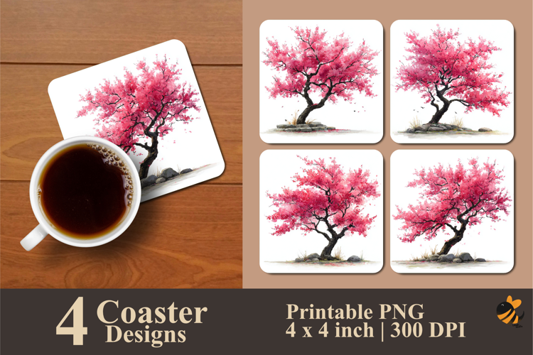Sakura Pink Coaster Sublimation Designs
