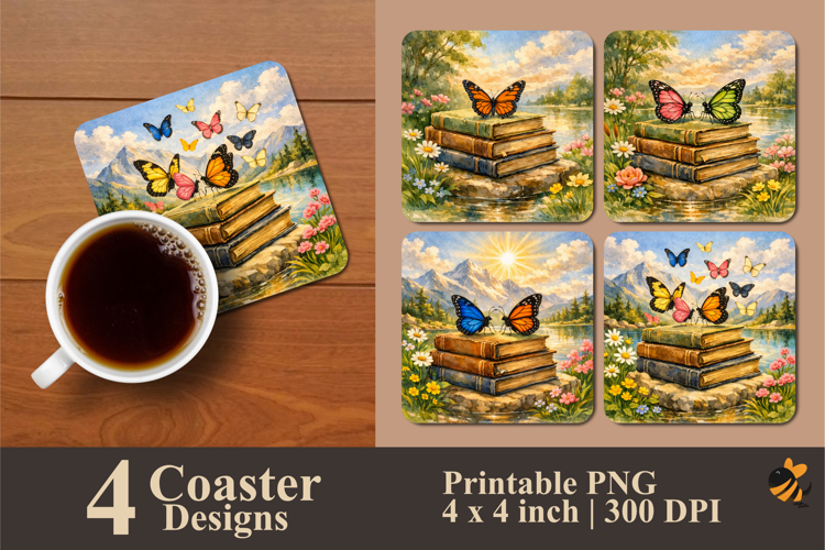 Fantasy Butterfly Coaster Sublimation Design