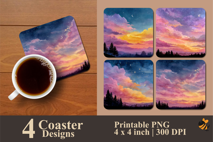 Sky at Dusk Coaster Sublimation Design