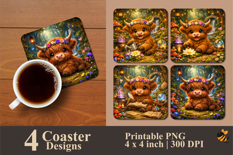 Enchanted Calf Coaster Sublimation Design