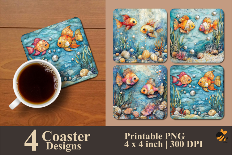 Nature Painting Coaster Sublimation Design
