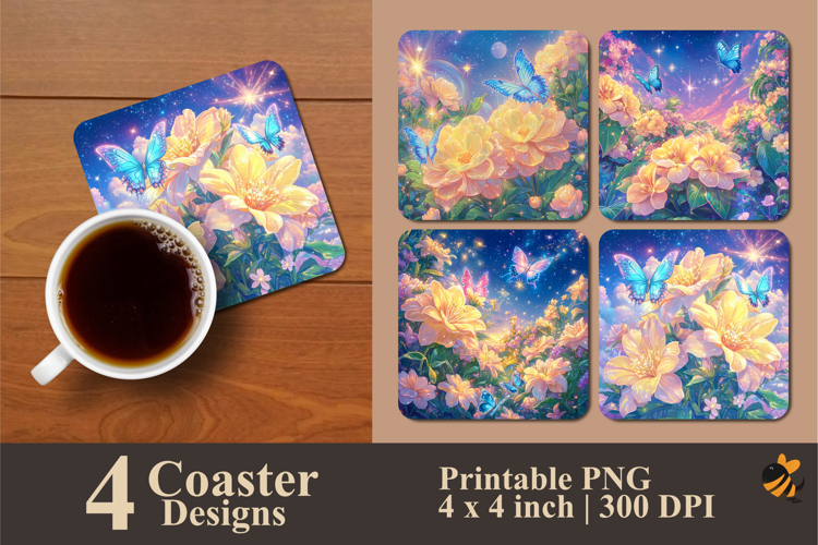 Sparkling Garden Coaster Sublimation Design