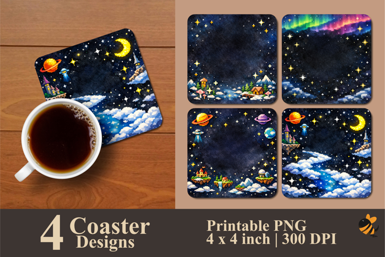 Pixel Orbit Coaster Sublimation Design