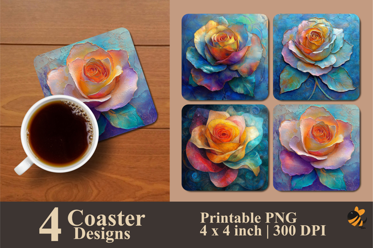 Spring Rose Coaster Sublimation Design