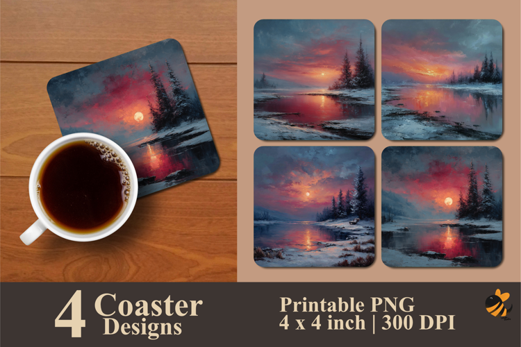 Winter Dream Blur Coaster Sublimation Design