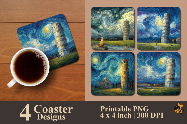 Swirling Sky Coaster Sublimation Design
