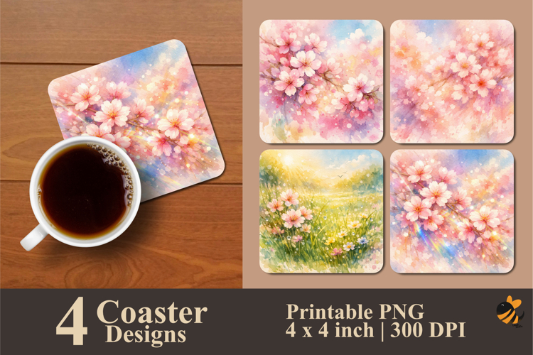 Prismatic Bloom Coaster Sublimation Design