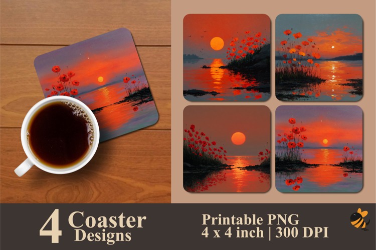 Beautiful Sunset Coaster Sublimation Design