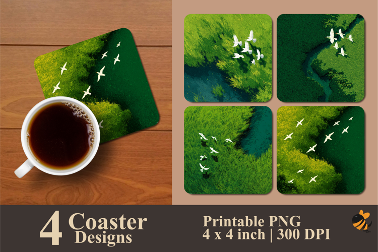 White Bird Nature Coaster Sublimation Design