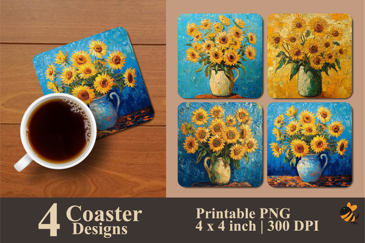 Sunflower Paint Coaster Sublimation Design