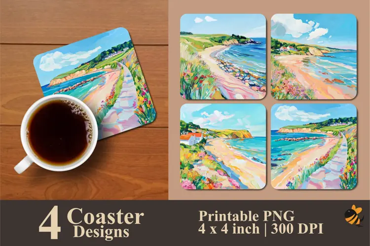 Beautiful Coast Coaster Sublimation Design