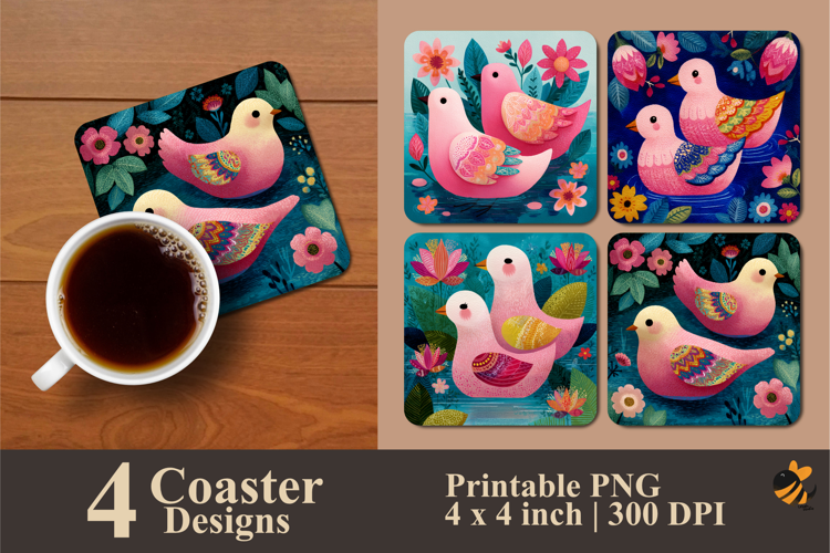 Two Birds Coaster Sublimation Design