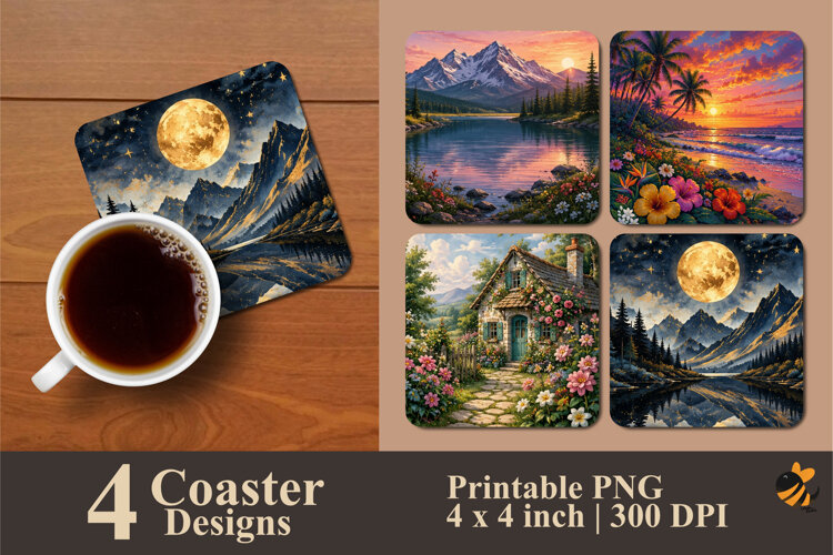 Beautiful Place Coaster Sublimation Designs example image 1