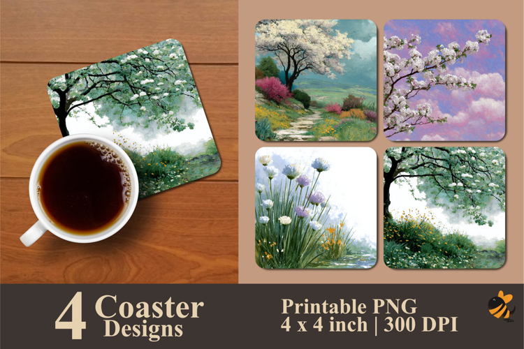 Spring Nature Coaster Sublimation Design example image 1