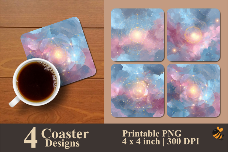 Gold Geometric Coaster Sublimation Design