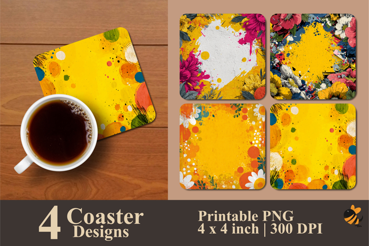 Splash Flower Coaster Sublimation Design