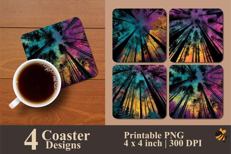 Celestial Forest View Coaster Sublimation Design