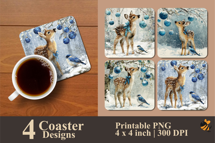 Snow Forest Guardian Coaster Sublimation Design