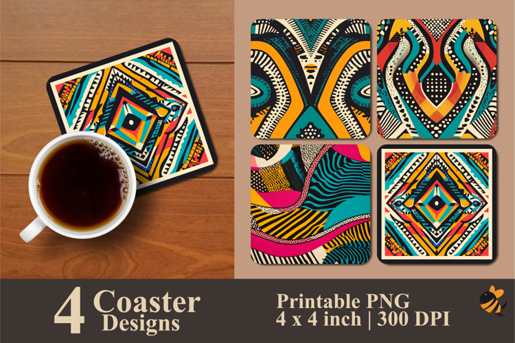 African Batik Coaster Sublimation Design