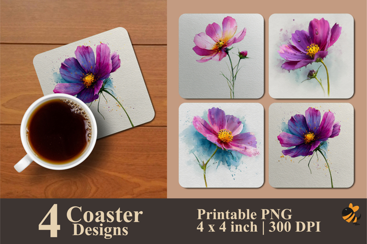 Cosmo Flower Coaster Sublimation Design