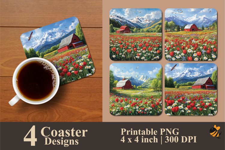 Flowers of Coolness Coaster Sublimation Designs example image 1