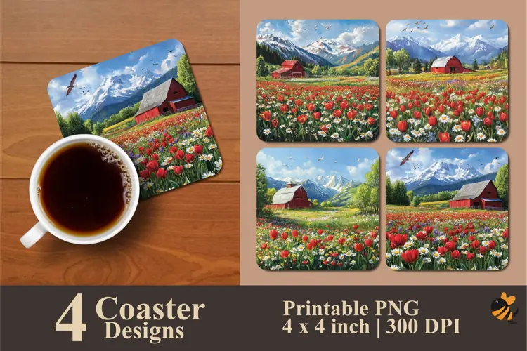 Flowers of Coolness Coaster Sublimation Designs