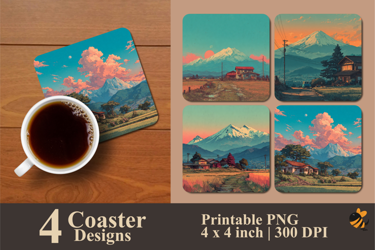 Countryside Feel Coaster Sublimation Design