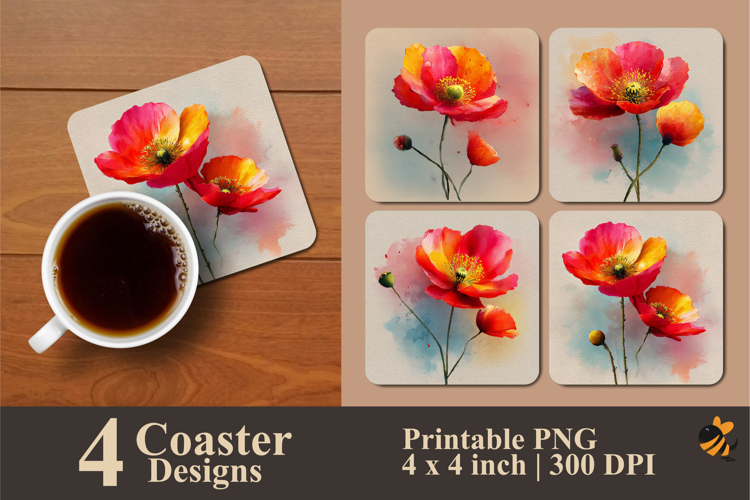 Single Small Flower Coaster Sublimation Design