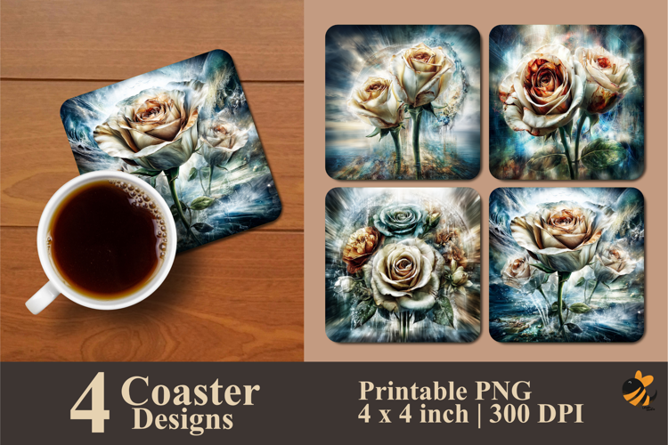 Rose Blurry Light Coaster Sublimation Design
