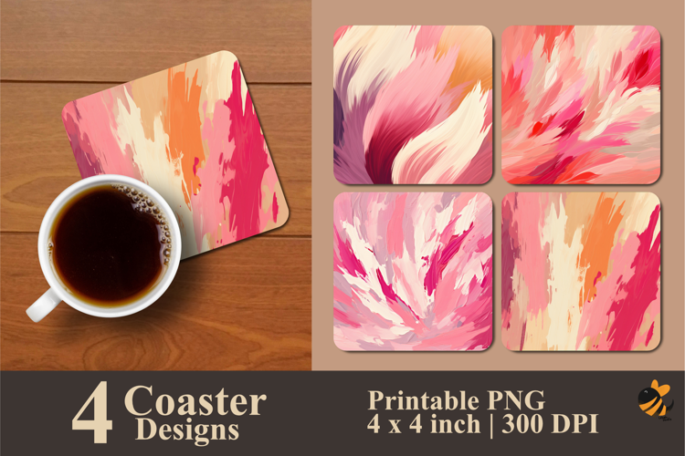 Red Abstract Coaster Sublimation Design