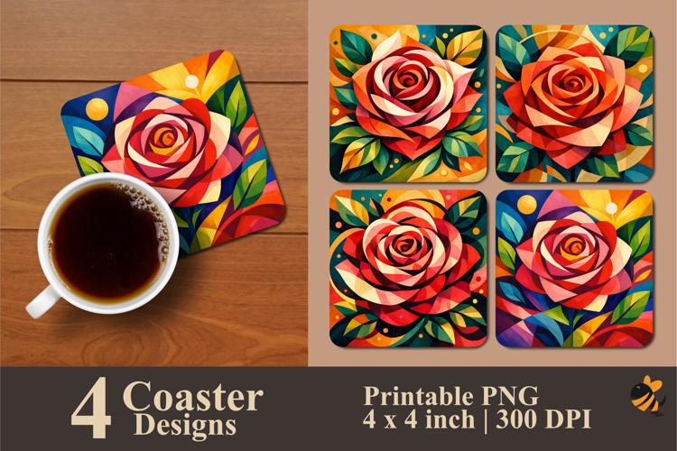 Abstract Petals Coaster Sublimation Design