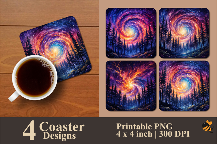 Nebula Forest Coaster Sublimation Design