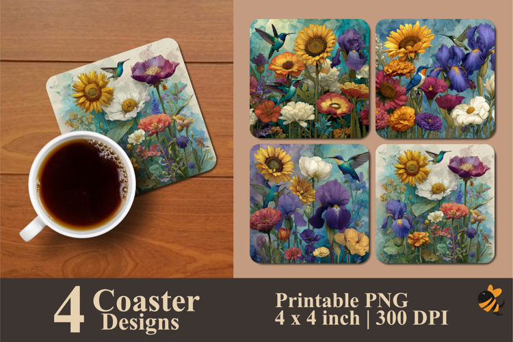 Flower Combination Coaster Sublimation Design