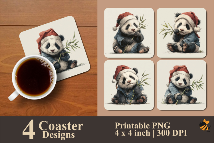 Baby Panda Coaster Sublimation Design