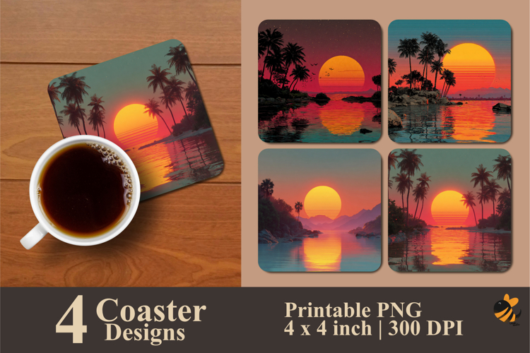 Tranquil Sunset Coaster Sublimation Design