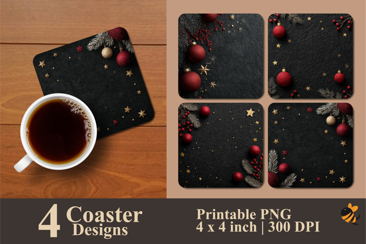 Black Velvet Frame Coaster Sublimation Design