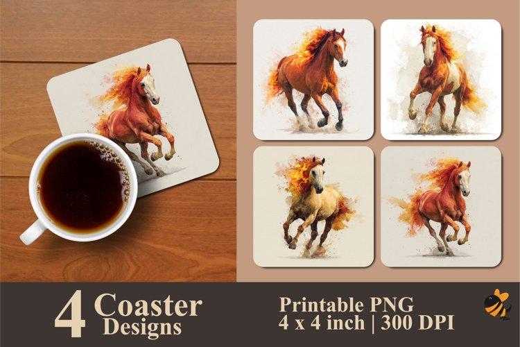 Horse Painting Coaster Sublimation Design