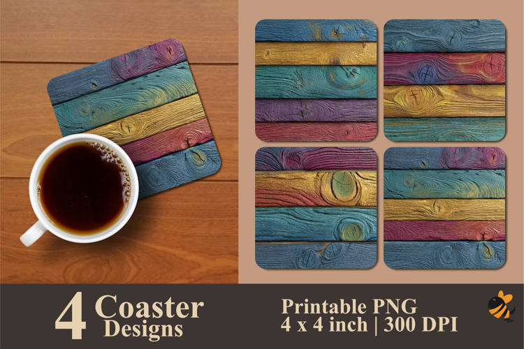 Pastel Color Wood Coaster Sublimation Design