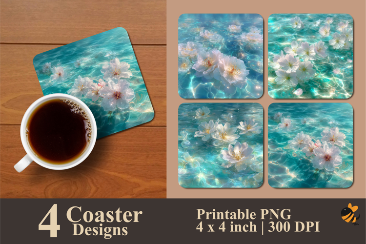 Transparent Flower Coaster Sublimation Design