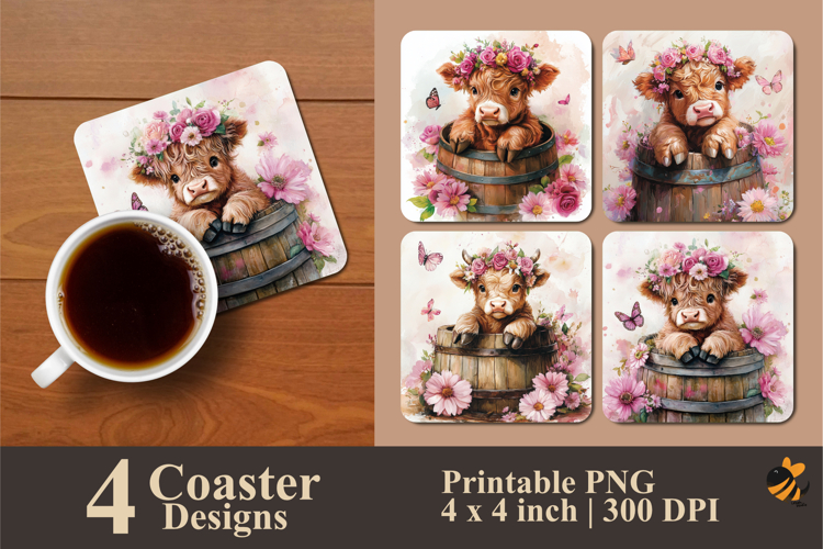 Happy Cow Fun Coaster Sublimation Design