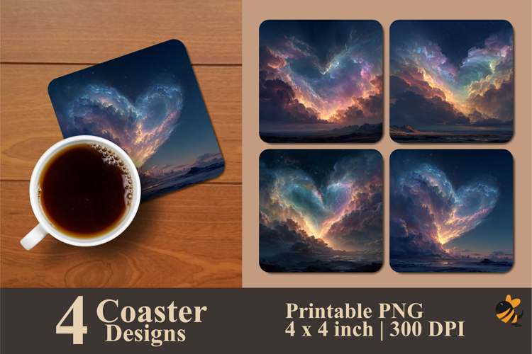 Magic Night of Love Coaster Sublimation Design