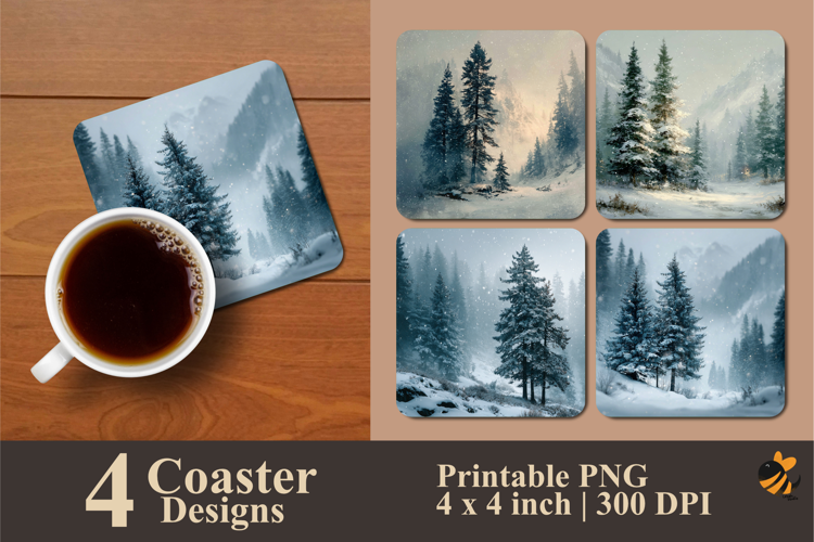 Abstract Winter Nature Coaster Sublimation Design