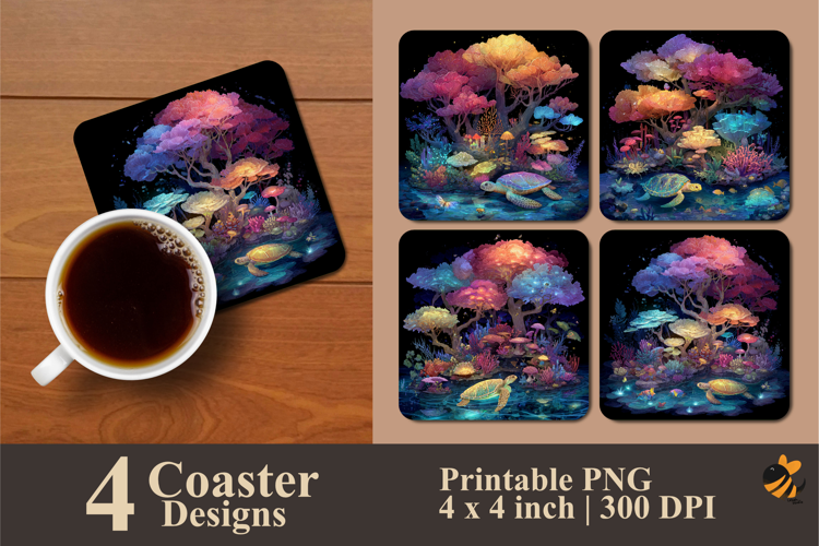 Turtle Park Panorama Coaster Sublimation Design