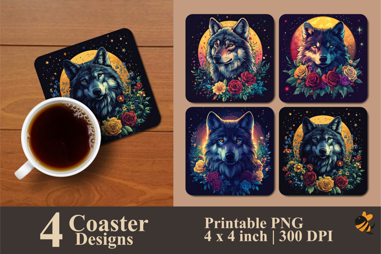 Stary Wolf Coaster Sublimation Design