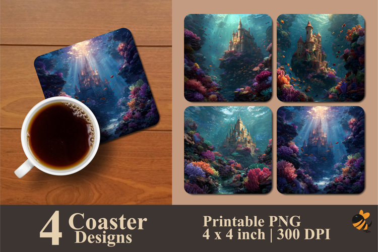 Underwater Palace Coaster Sublimation Designs