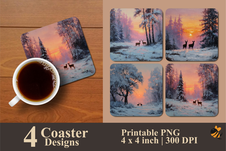 A Pair of Deer Coaster Sublimation Design