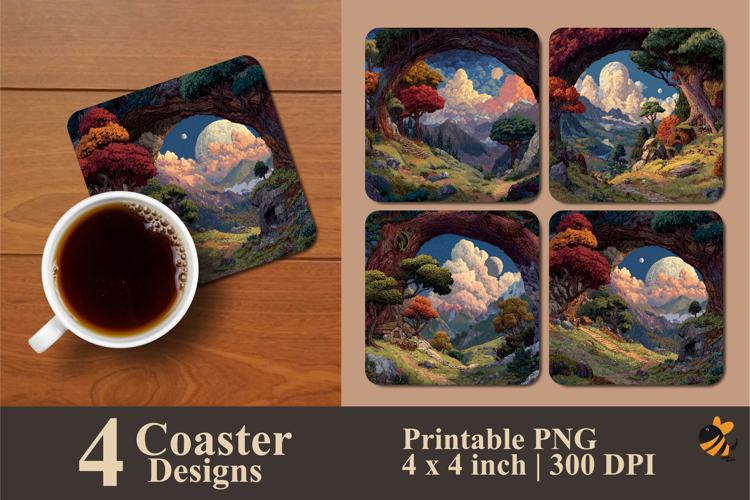 Hidden Forest Coaster Sublimation Designs