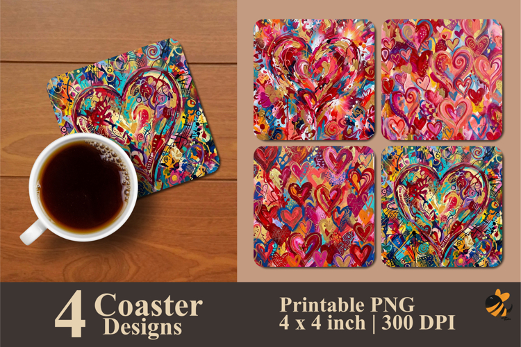 Abstract Love Coaster Sublimation Designs