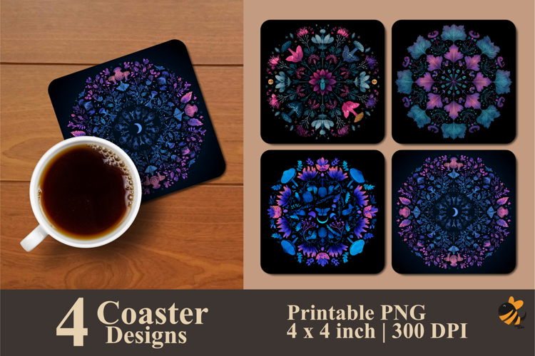 Symmetrical Ornament Coaster Sublimation Design