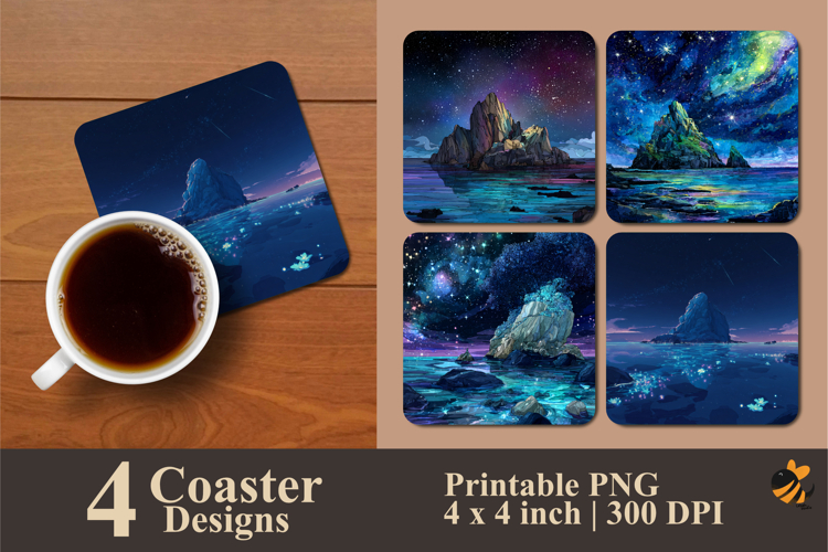 Beautiful Gem Island Coaster Sublimation Design